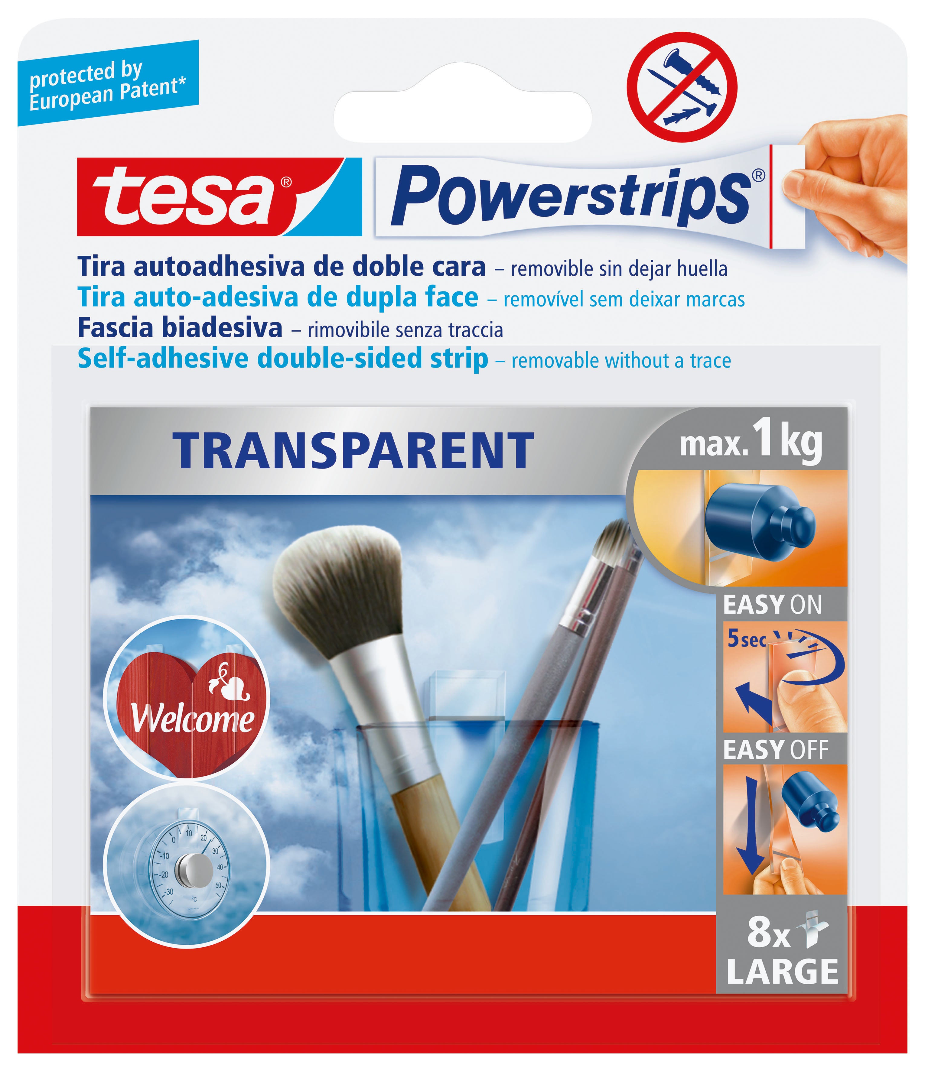 TESA POWERSTRIPS 8 STRISCE BIADESIVE LARGE TESA CF 15,0