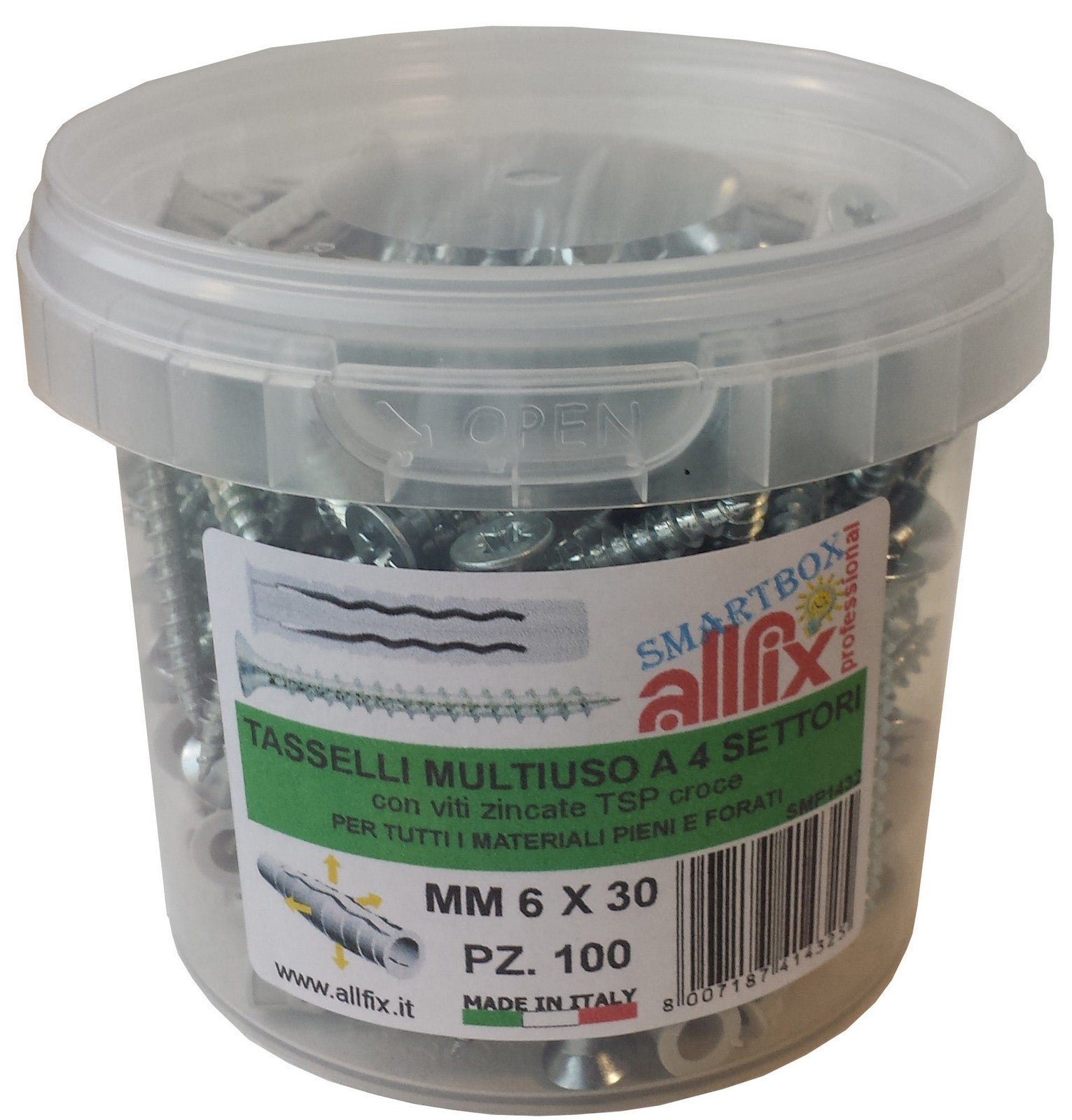 cf allfix 100 tasselli con viti f4 mm.6 93960