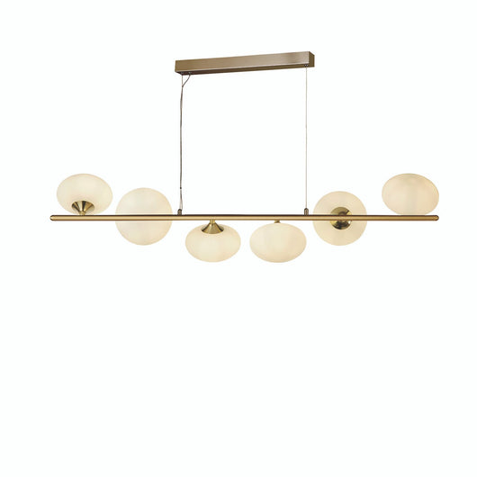 Lampadario Contemporaneo Ciottolo Acciaio Ottone Vetro Bianco 6 Luci G9