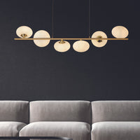 Lampadario Contemporaneo Ciottolo Acciaio Ottone Vetro Bianco 6 Luci G9