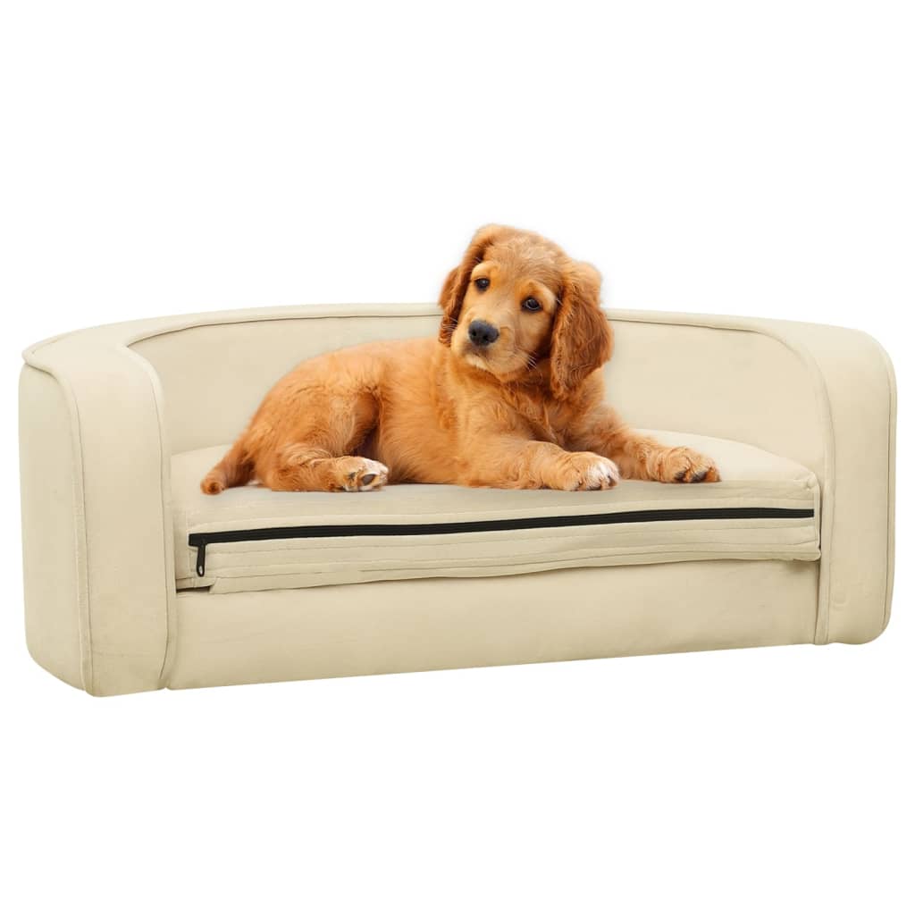 Divano Cani Pieghevole Crema 73x67x26cm in Peluche e Cuscino