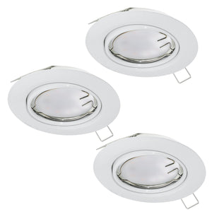 Faretto Ad Incasso Moderno Peneto In Acciaio Bianco 3 Luci Gu10 4,6W