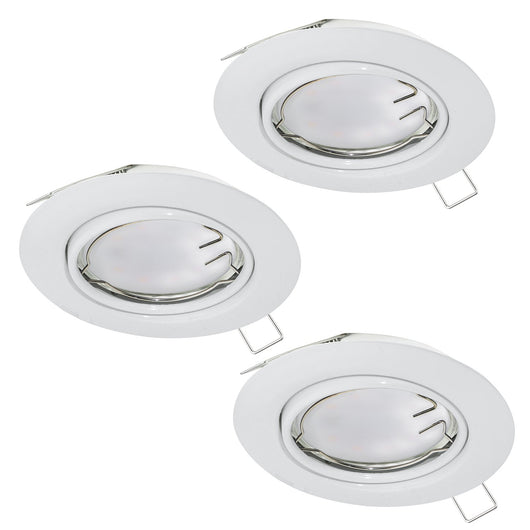 Faretto Ad Incasso Moderno Peneto In Acciaio Bianco 3 Luci Gu10 4,6W