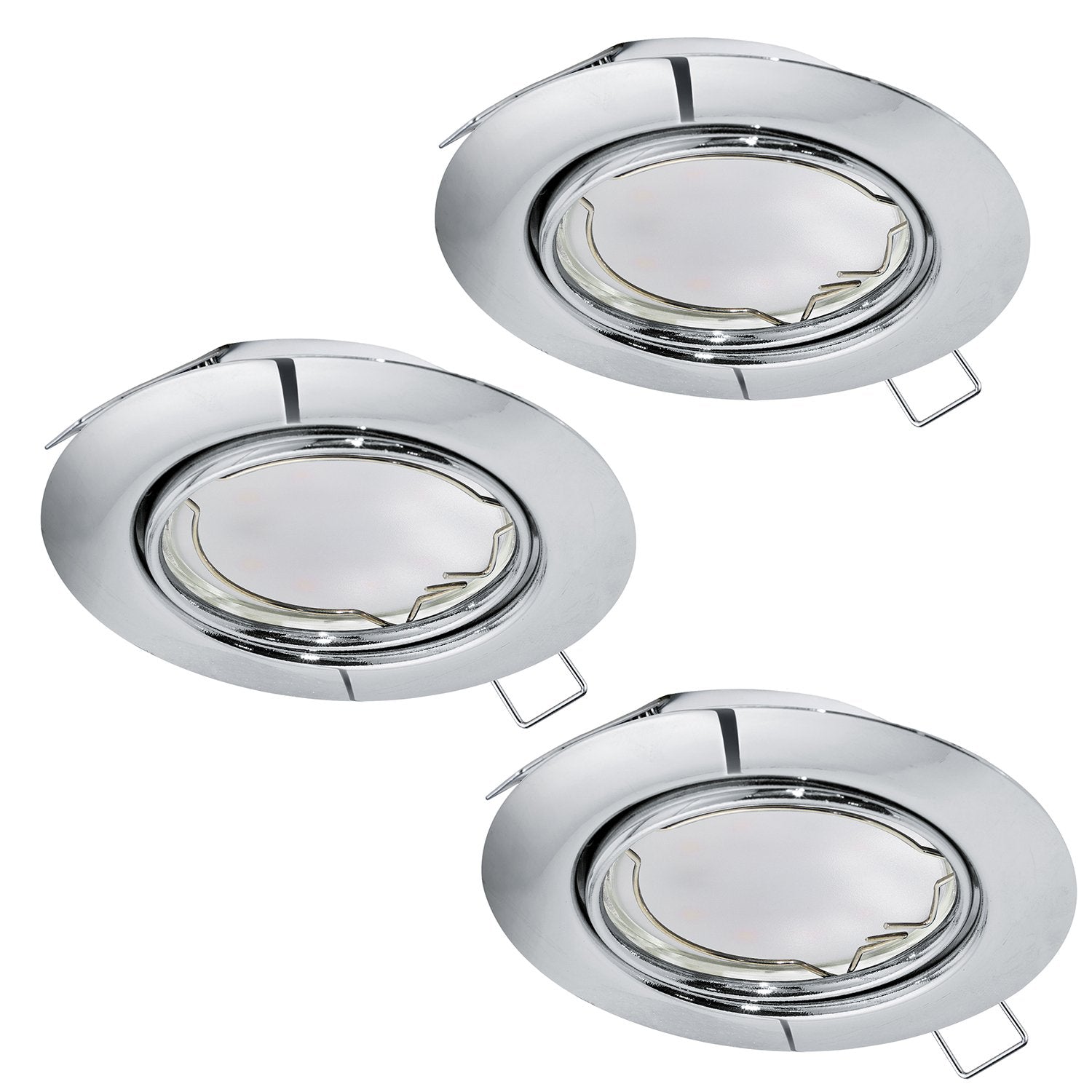 Faretto Ad Incasso Moderno Peneto In Acciaio Cromo 3 Luci Gu10 4,6W