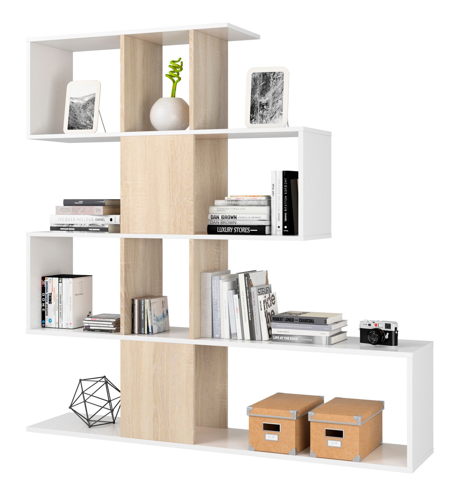 kit libreria zig zag 145x28x145 bianco canadian 94609