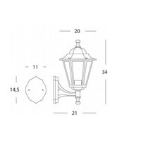 Applique Piccola In Alto Da Esterno Kayakalluminio E Vetro Nero 1 Luce E27