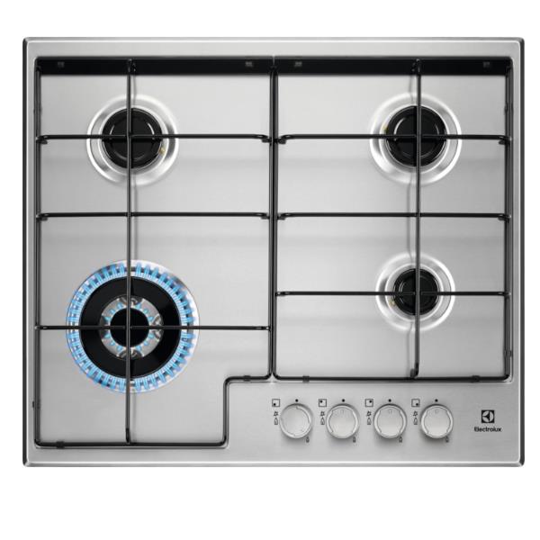 Piano Cottura a Gas Electrolux EGS6434X 4 Fuochi in Acciaio Smaltato (LXP) 74X51 cm con Bruciatore Wok multicorona