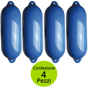 Multipack 4 pezzi parabordi colore blu due fori d'attacco per barca dimensioni mm 180x600