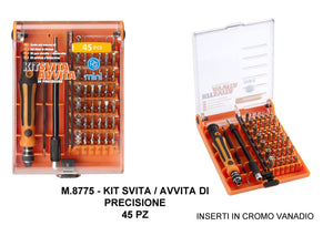 kit svita/avvita di precisione kit con 42 inserti+pinza+impugnatura cod:ferx.95168