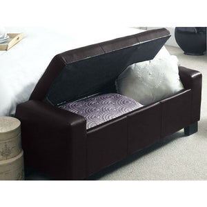 Cassapanca Pouf Contenitore Panca Moderna 110x40 H 40cm con Bottoni ecopelle Marrone