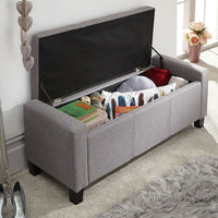 Cassapanca Pouf Contenitore Panca Moderna 110x40 H 40cm con Bottoni Grigio