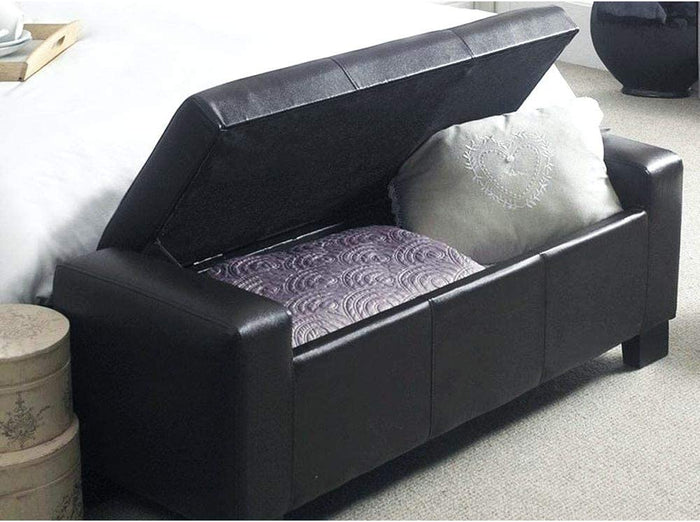 Cassapanca Pouf Contenitore Panca Moderna 110x40 H 40cm con Bottoni ecopelle Nero