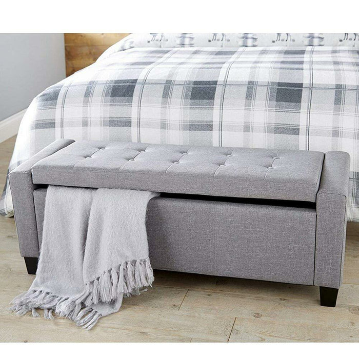 Cassapanca Pouf Contenitore Panca Moderna 110x40 H 40cm con Bottoni Grigio