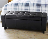 Cassapanca Pouf Contenitore Panca Moderna 110x40 H 40cm con Bottoni ecopelle Nero