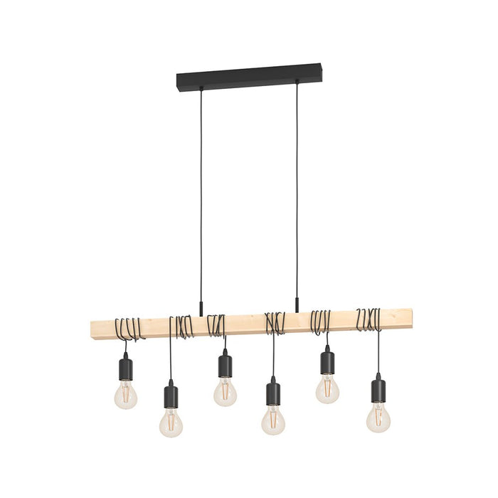 Lampadario Industrial Townshend 6 Luci Metallo Nero E Marrone