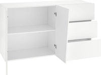 Credenza 2 Ante + 3 Cassetti 140x43x86 cm Vega Bianco Lucido