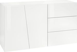 Credenza 2 Ante + 3 Cassetti 140x43x86 cm Vega Bianco Lucido