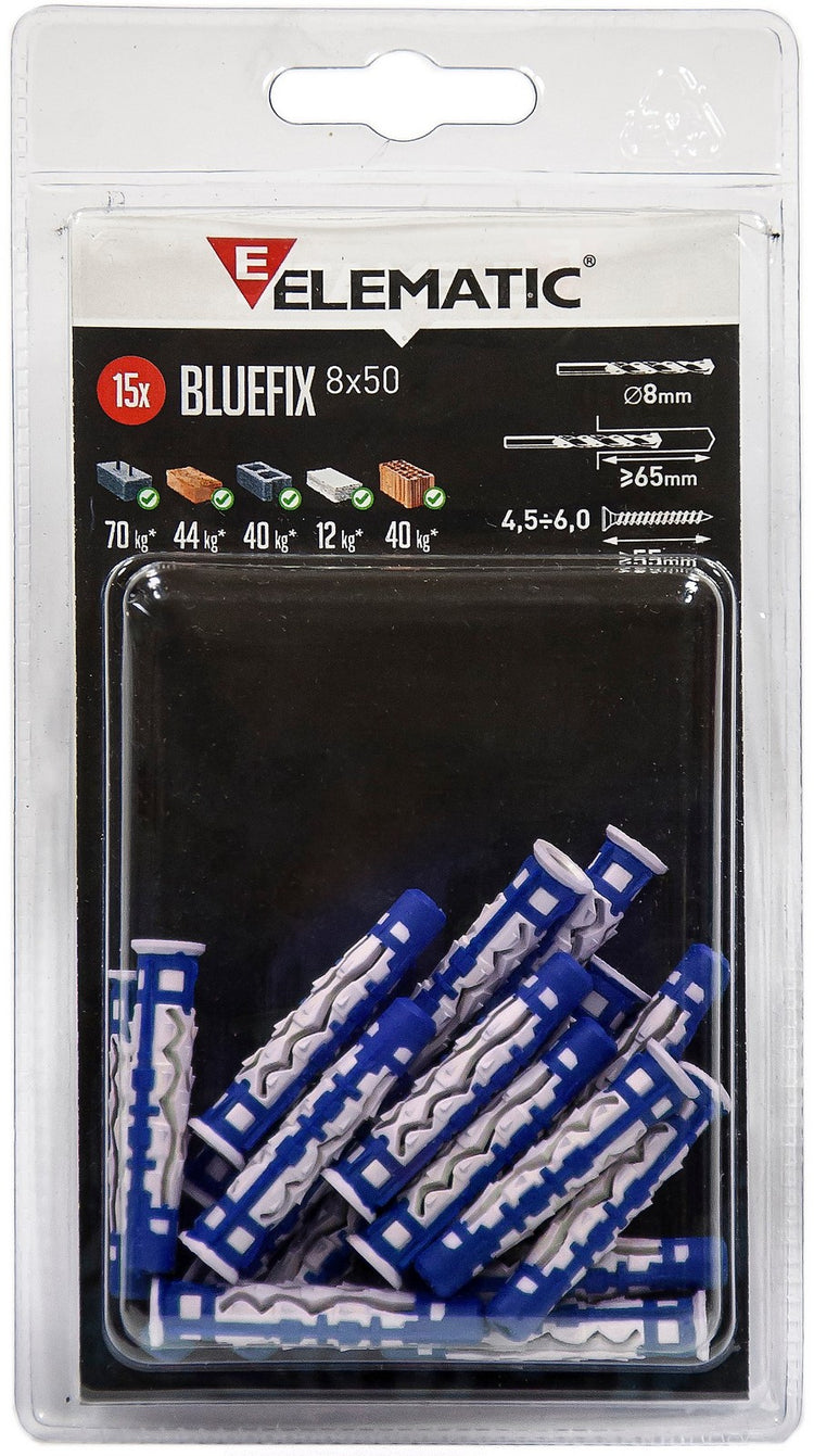 cf elematic blister tassello bluefix 8 con vite 10 pz cod:ferx.95721