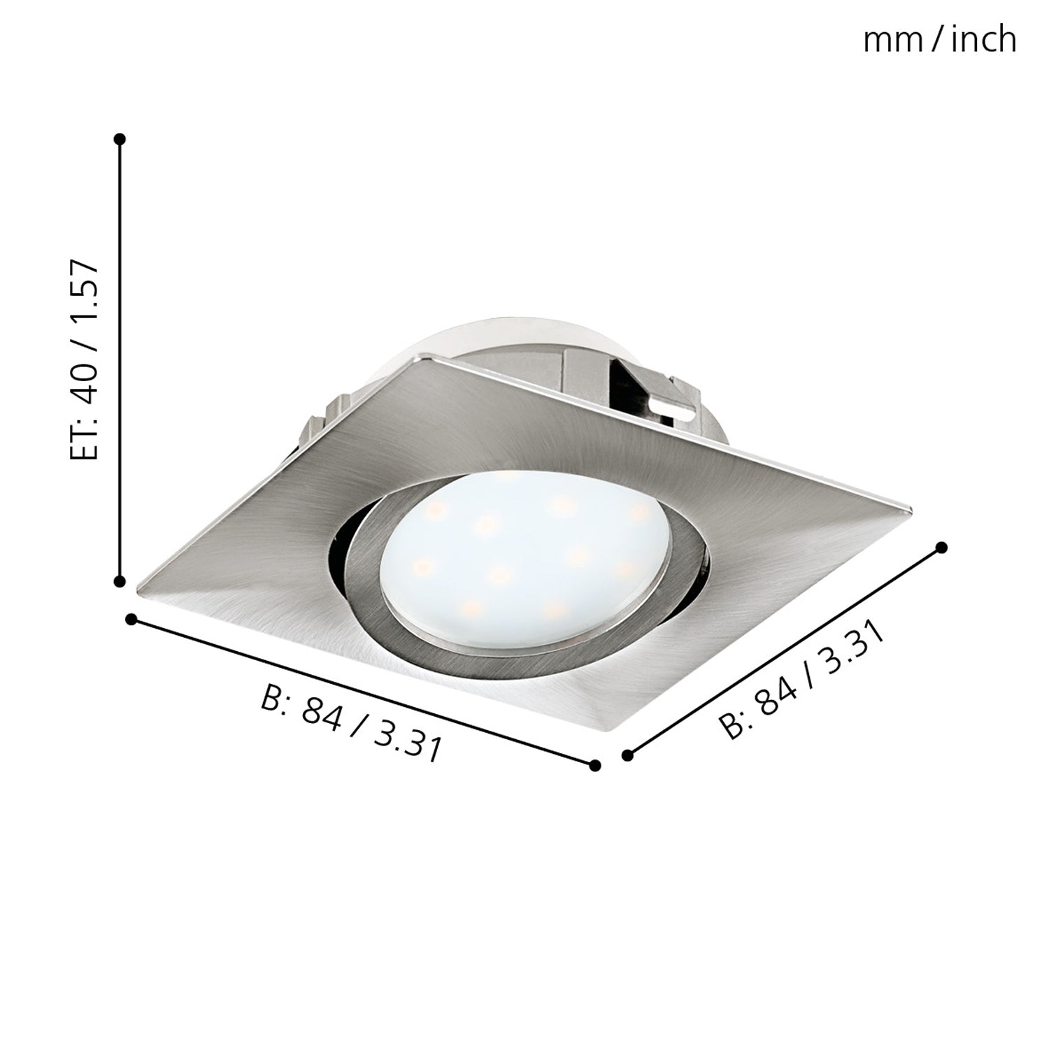 Faretto Ad Incasso Contemporaneo Pineda Policarbonato Nichel Satinato Led 4,9W