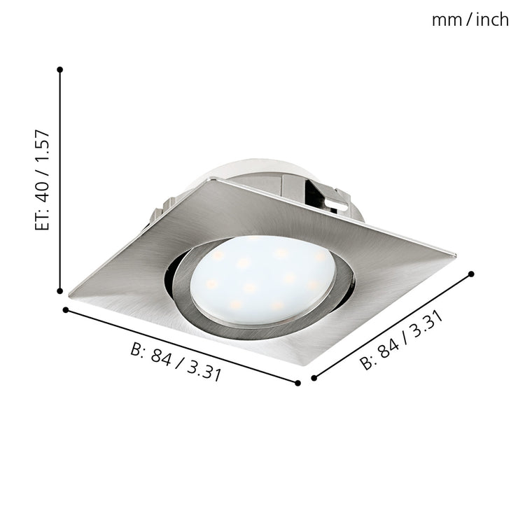 Faretto Ad Incasso Contemporaneo Pineda Policarbonato Nichel Satinato 3 Led 4,9W