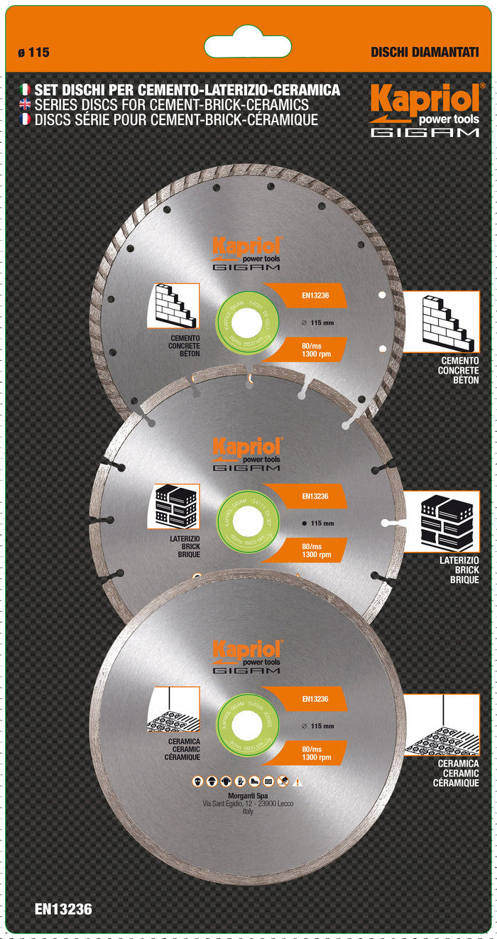 KAPRIOL SET 3 DISCHI DIAMANT. MM.115 COD99071  PZ 1,0