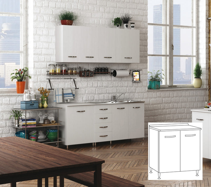 kit cucina base 2 ante 80x50xh85 cm bianco 96423