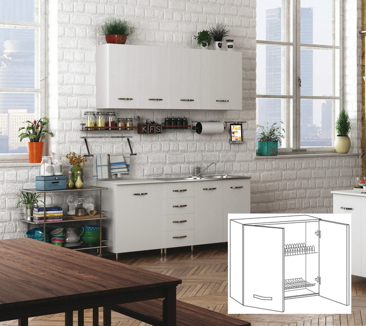 kit cucina pensile 2 ante scolapiatti 80x32xh72 cm bianco 96425