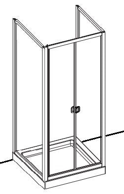 Box doccia acrilico - 3 lati, due fisso piu' porta a libro - Misura: 85 x 100 x 85 x  h185 cm