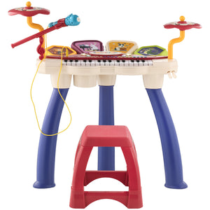 Pianola 32 Tasti  con Sgabello e Microfono Karaoke Mp3 e Registratore  Multicolore