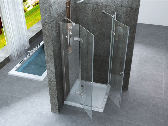 Box doccia Cristallo 8 MM frameless due lati doppio battente esterno - Misura: 90 x 90 x h195