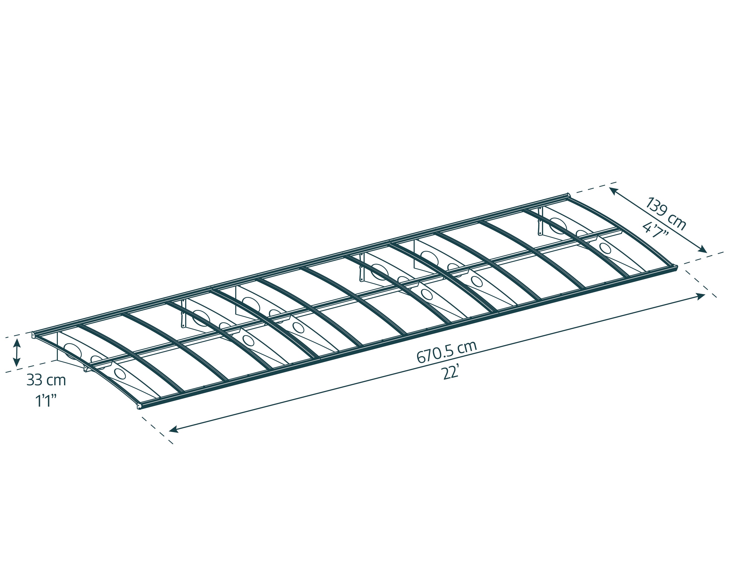 Canopia Herald Pensilina Da Esterno  670X140 cm Trasparente