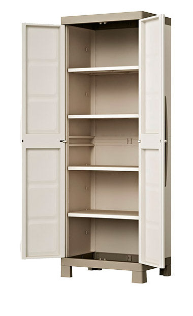 Armadio da Esterno 4 Ripiani 65x45x182H cm in Plastica Keter Excellence Alto Beige/Tortora