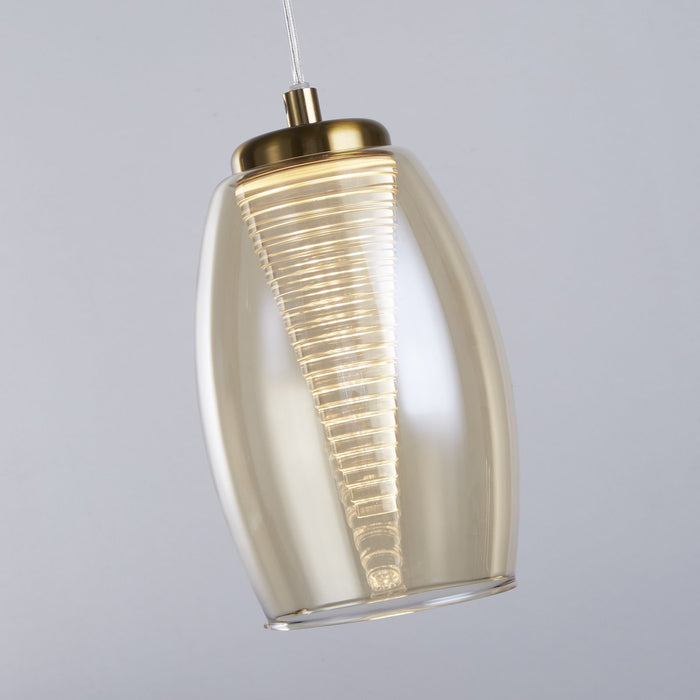 Lampadario Contemporaneo Ciclone Metallo Bronzo Vetro Led 6W 3000K