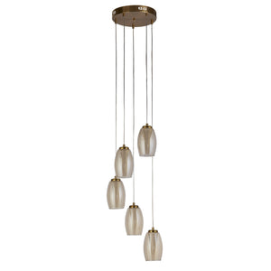 Lampadario Contemporaneo Ciclone Acciaio Bronzo Vetro Led 5,4W 3000K