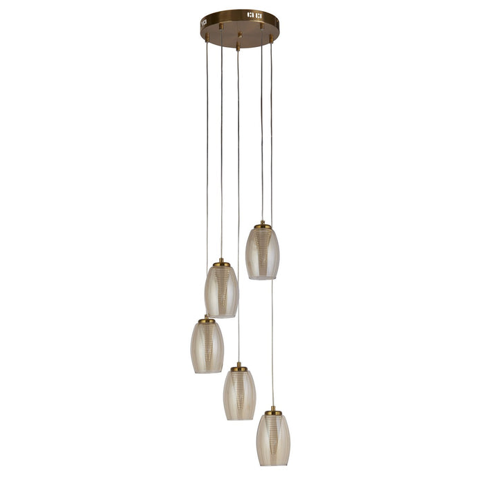 Lampadario Contemporaneo Ciclone Acciaio Bronzo Vetro Led 5,4W 3000K