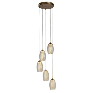 Lampadario Contemporaneo Ciclone Acciaio Bronzo Vetro Led 5,4W 3000K