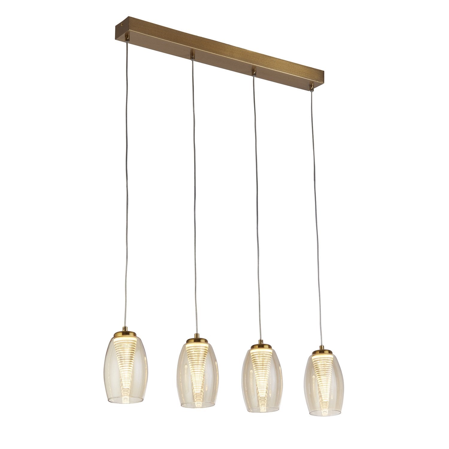 Lampadario Contemporaneo Ciclone Acciaio Bronzo Vetro Led 5,5W 3000K