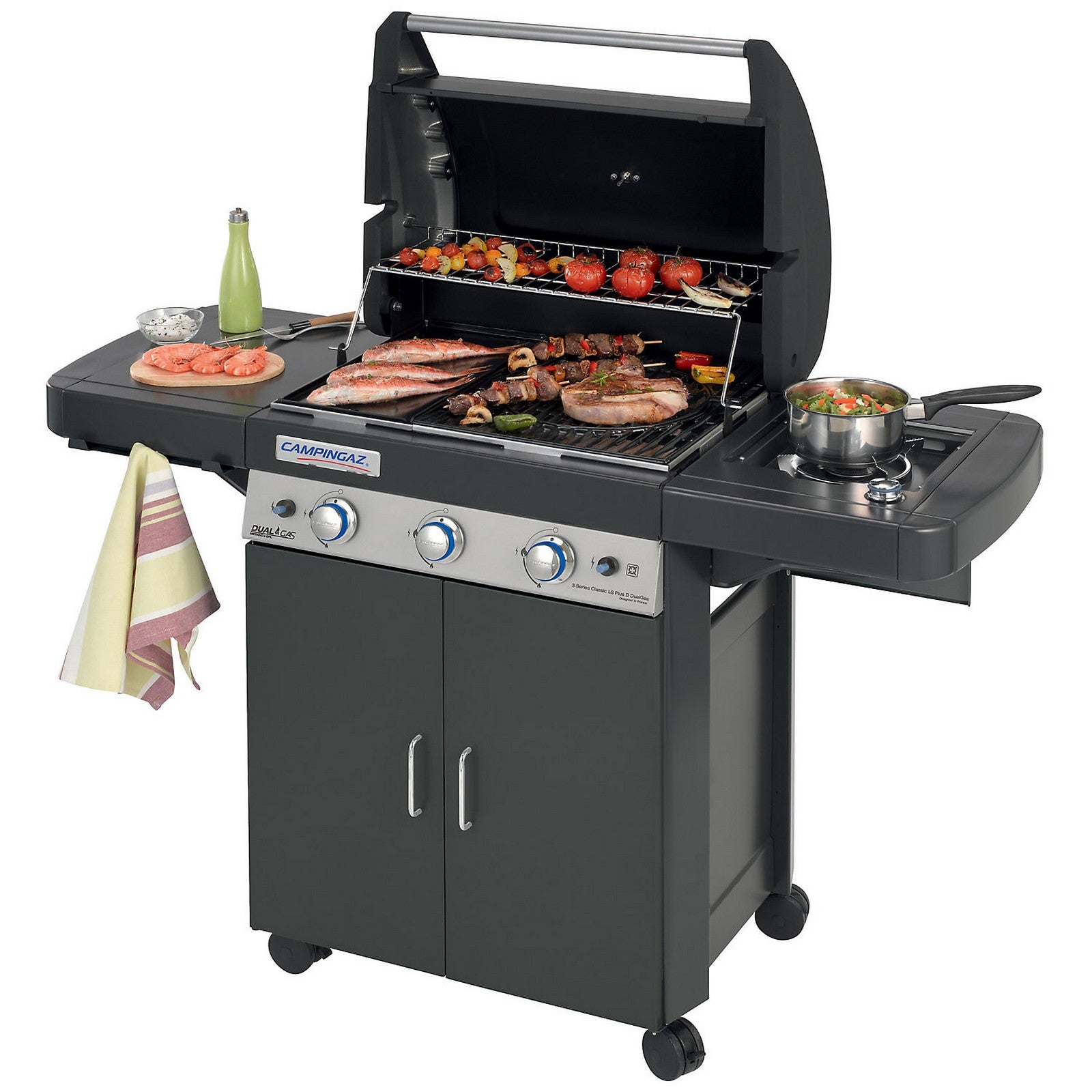 barbecue dualgas 3 series classic lsplusdark dg 3 bruciatori in inox cod:ferx.97336