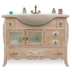 Arredo bagno shabby chic doppia colonna in rovere