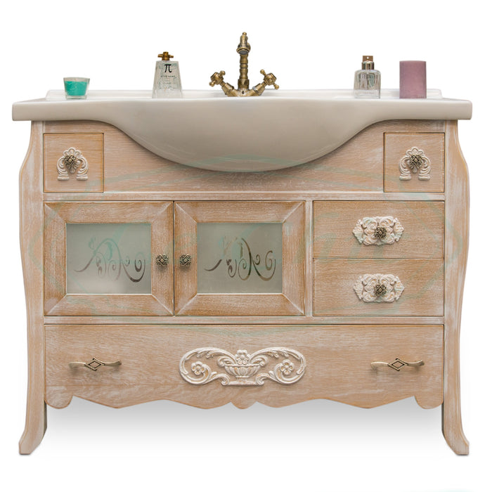 Arredo bagno shabby chic doppia colonna in rovere