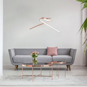 Lampadario Moderno Palozza Led Alluminio Rosa E Oro Rosa