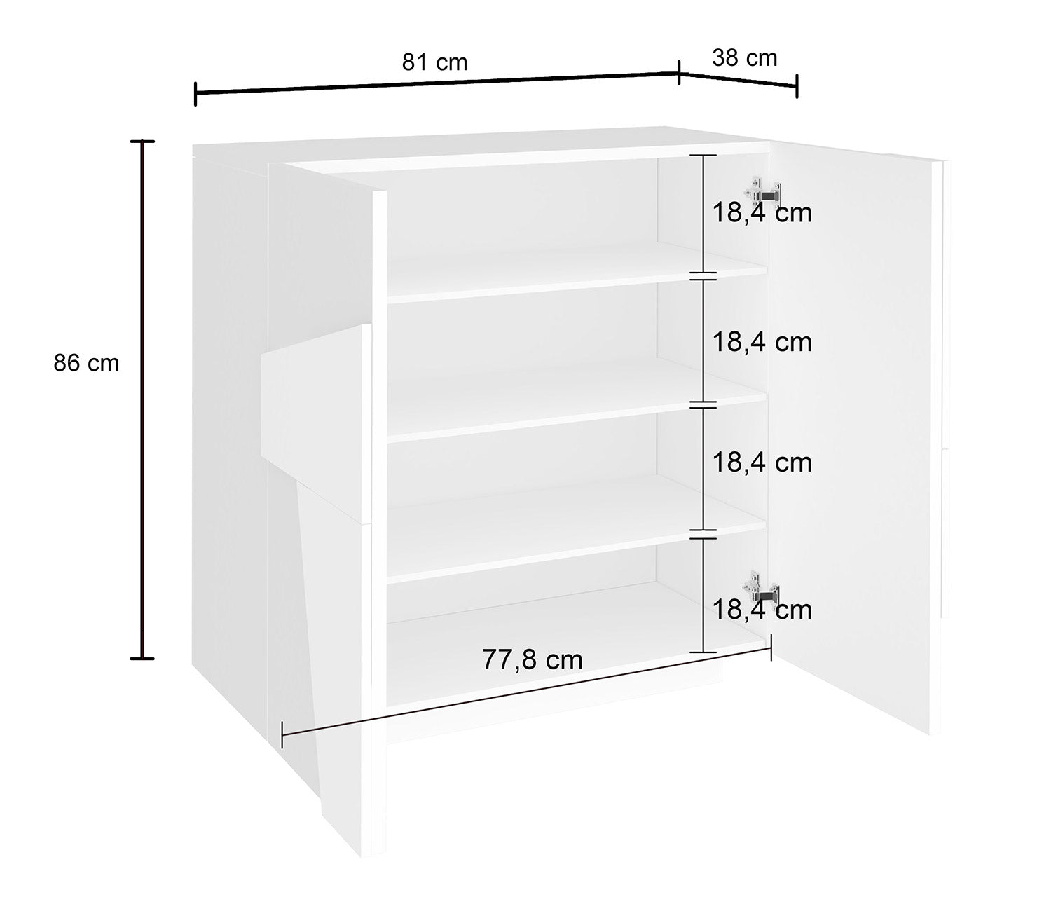 Scarpiera 2 Ante Battenti 81,2x39,2x86 cm Ping Cemento Bronx