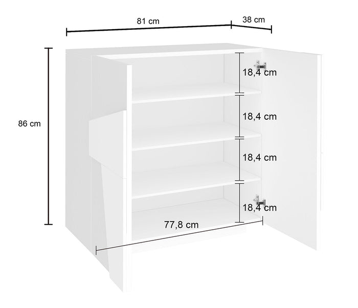 Scarpiera 2 Ante Battenti 81,2x39,2x86 cm Ping Cemento Bronx