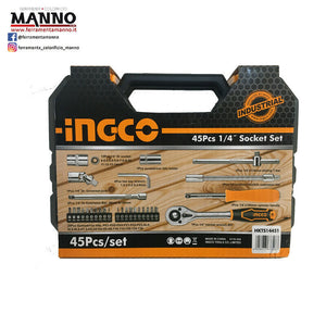 Set valigetta chiavi a bussola cricchetto 1/4" 45 pz - Ingco HKTS14451