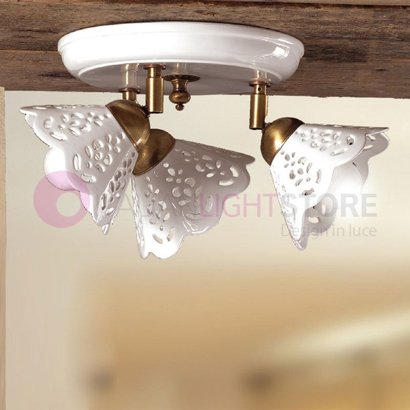 VOLTERRA Lampada a Soffitto con 3 Faretti Orientabili Ceramica