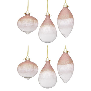 Pendagli di Natale in Vetro con Sfumatura Rosa e Bianco Elegance