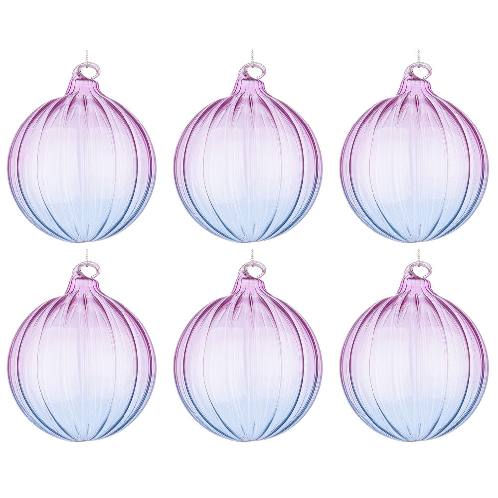 Palline di Natale in Vetro Viola e Blu Design Moderno Slab Diametro: 80 mm