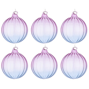 Palline di Natale in Vetro Viola e Blu Design Moderno Slab Diametro: 80 mm