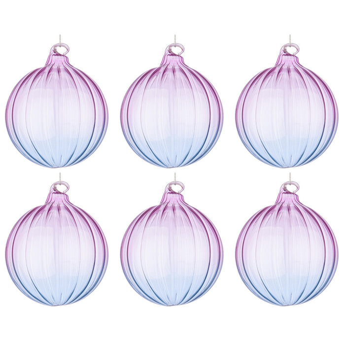 Palline di Natale in Vetro Viola e Blu Design Moderno Slab Diametro: 80 mm