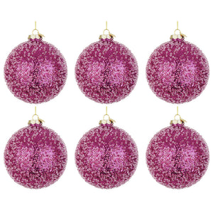 Palline di Natale in Vetro Fucsia con Diamanti Symphony Diametro: 80 mm